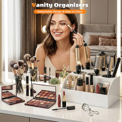 Hair Tool Organizer Countertop, Bathroom Vanity Organizers and Storage, Acrylic Hot Tools Organizer Storage for Hair Dryer, Curling Iron, Brush, Hair Straightener (White)