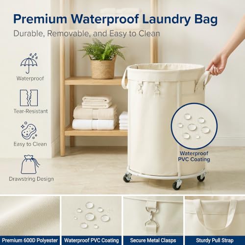 150L Large Capacity Rolling Laundry Basket Hamper with Wheels, Clothes hamper and Removable Bag for Home, Laundry Room, Bedroom, Bathroom, Apartment, Dorm
