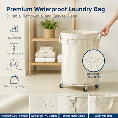 150L Large Capacity Rolling Laundry Basket Hamper with Wheels, Clothes hamper and Removable Bag for Home, Laundry Room, Bedroom, Bathroom, Apartment, Dorm