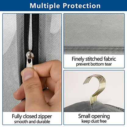 3 Pack 60" Long Garment Bags for Hanging Clothes Storage | Clear Suit Garment Bags with 4" Gussets for Closet Storage Travel Plastic Protector for Dress Gowns, Coats, Suit, Down Jacket