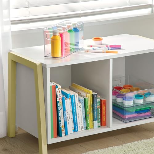 iDesign Slim Clear Plastic Stackable Storage Bin, Tall Narrow, 4-Pack | Kitchen or Pantry Organizer