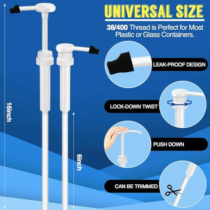 4 Pack 38-400 1 oz 5 Gallon Pump Dispenser with 50cm Extended Tube | Pump for Large Gallon Bucket, Cap to Avoid Dripping, Great for Shampoo, Conditioner, Bleach Liquid, Laundry, Detergent, Oil
