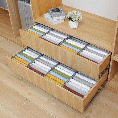 4 Pack Drawer Organizers for Clothing, 8 Grids Foldable Closet Organizers and Storage Bins for Bedroom, Dresser Organizer Boxes for Thin T-shirts, Tank Tops