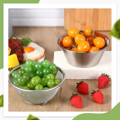 Mini Colander Food Strainer,5.51 x 2.36 Inches,Round,2 | Fine Mesh Colander with Bowl, 304 Stainless Steel, Strainer for Washing Fruits Vegetables Rice, Kitchen Cooking Prep