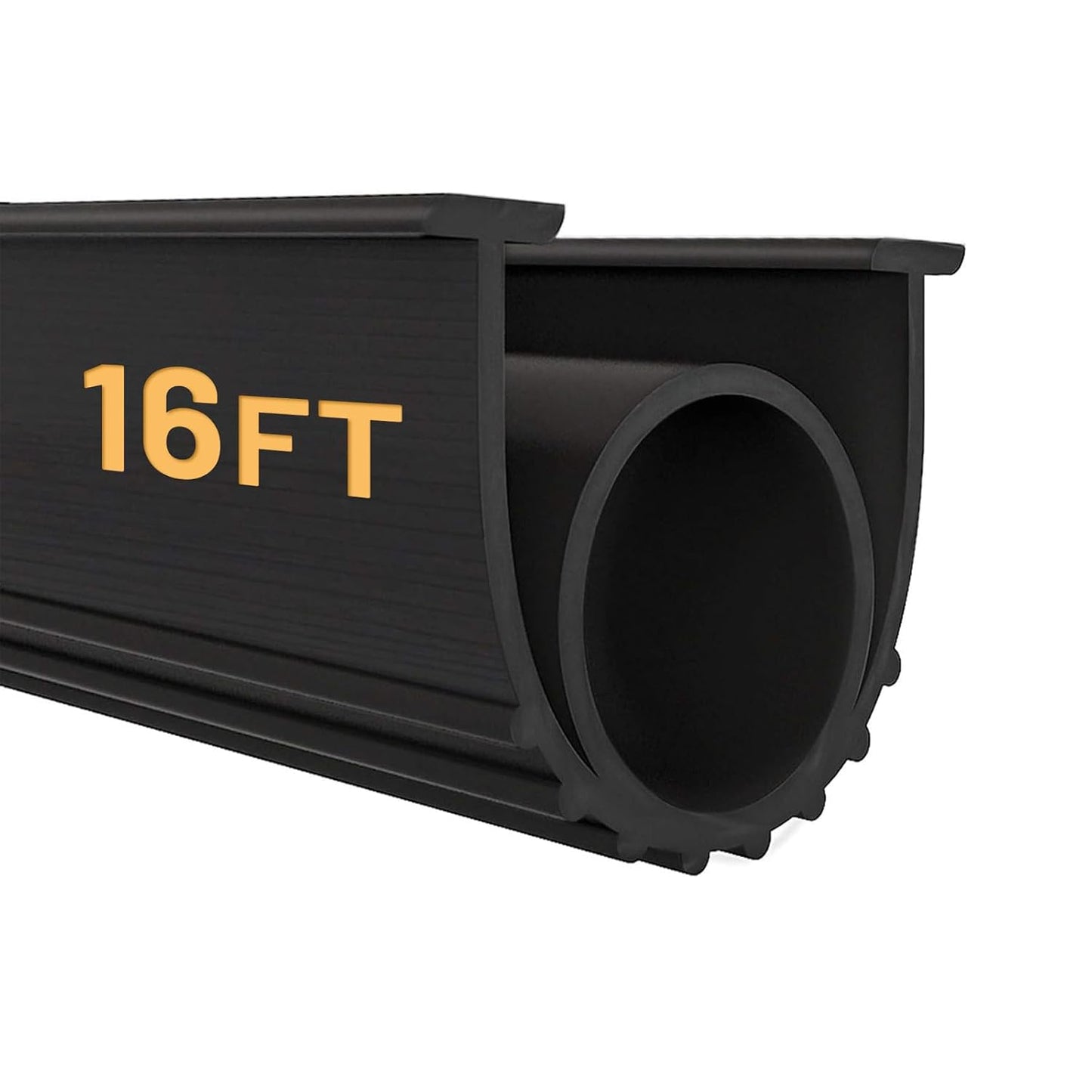 Garage Door Seals Bottom Rubber Weather Stripping Kit Seal Strip Replacement, Weatherproof Threshold Buffering Sealing Rubber 5/16 Inch T Ends (16 FT, Black, U+O)