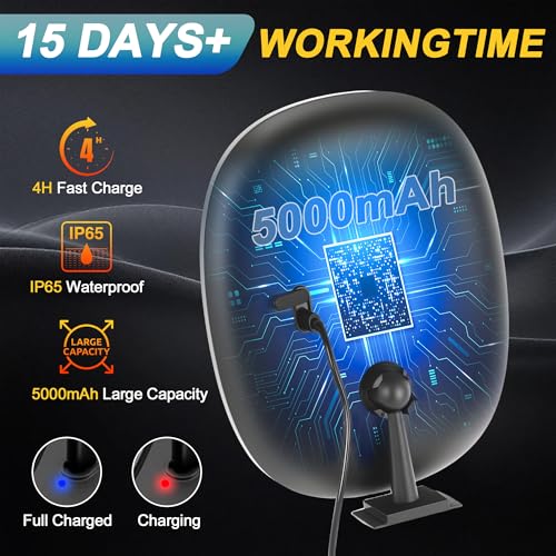 VOCOSTE Shower Mirror Fogless for Shaving with Light 360° Rotation, Black | Rechargeable Heated Anti-Fog Mirror, 3 Colors Lights, Dimmable Brightness, 14Days Runtime, 2 Razor Holders, No-drill Setup