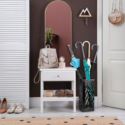 Noamus Metal Umbrella Holder, Heavy Square Canes Walking Sticks Stand Rack, Freestanding Rain Collection Umbrella Organizer, Black Umbrella Storage Bin for Entryway, Home, Office, 6.1"x6.1"x15.7"