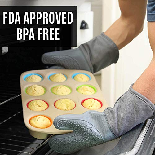 BPA-Free Soft Silicone 4 Piece Oven Mitts & Trivet... (Navy Blue)
