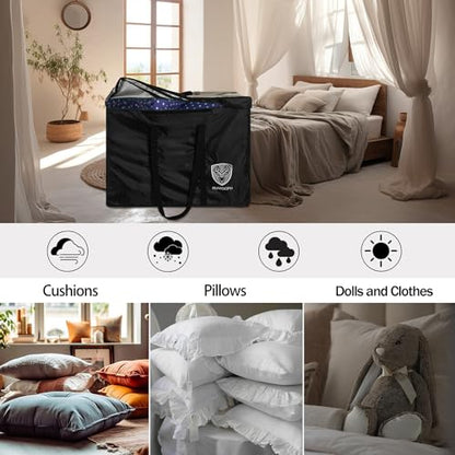 Outdoor Cushion Storage Bag with Zipper, Large Patio Storage Bags | Heavy Duty 420D Fabric, 32x32x24IN, Waterproof, Dustproof, Square, Black, Ideal for Furniture Cushions, Pillows