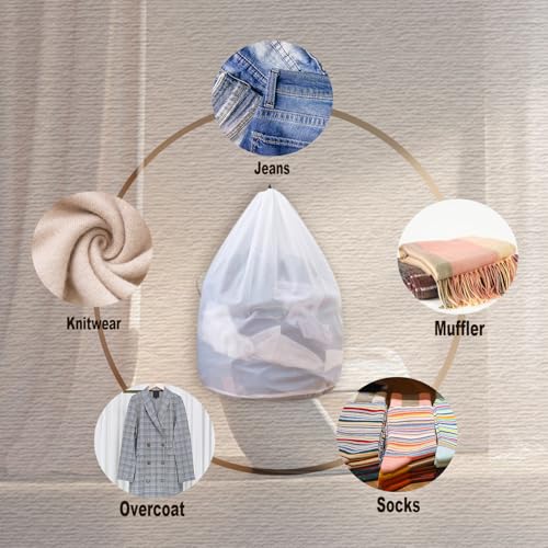 Extra Large Mesh Laundry Bags Washing Bag 2Pack Delicates Bag and Pull net style Laundry Bag Jumbo for Washing Machine Large Mesh Bags for Blankets, Bedding, Coats, Toys (2PCS-XXXL)