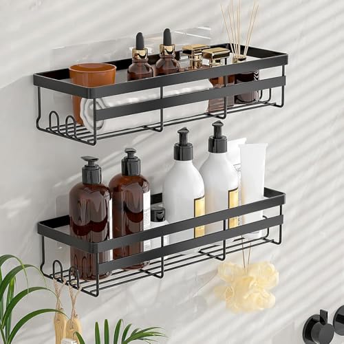 WOWBOX 2 Pack Adhesive Shower Caddies, No Drill Bathroom Shelves, Large | Stainless Steel Shower Shelf, Hanging Shower Organizers for Bathroom Storage, Home Decor, Bathroom Accessories