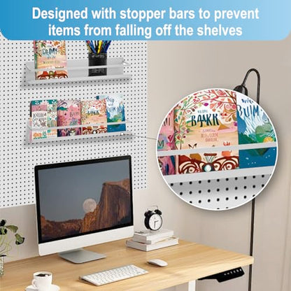 Metal Magnetic Book Shelf for Whiteboard, Metal Magnetic Bookshelf, Book Display Shelf for Teacher Kids Classroom Office (White)