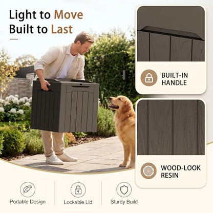 JUMMICO 31 Gallon Resin Deck Box Waterproof Outdoor Storage Boxes | for Patio Furniture Cushions and Garden Tools