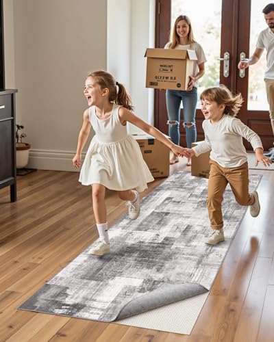 DEXI Rug Pad Gripper for Hardwood Tile Floor, 3x8 Non Slip Under Carpet Padding Cushioned, Waterproof Thick Walking Pads for Area Rugs, White