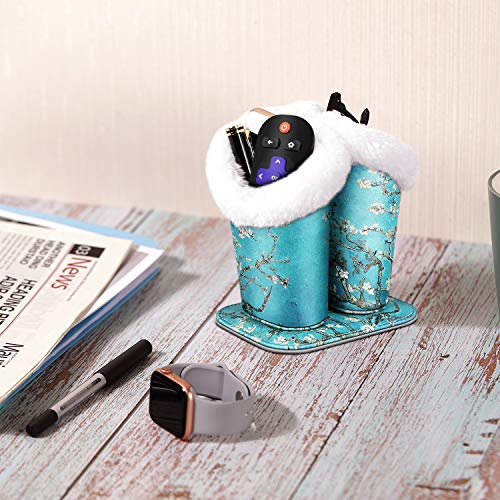 FINTIE Plush Lined Double Eyeglasses Holder with Magnetic Base for Desk | Soft Plush Lining, Glasses Stand Case For Nightstand / Bedside, Office Desktop Organizer, Small Item Storage