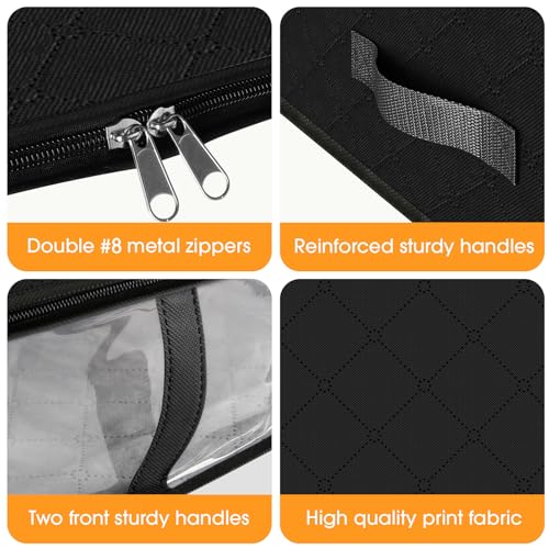 Under Bed Storage Bins, 3-Pack 40L Foldable Fabric Storage Bags with Transparent Window, Breathable Organizer for Clothes/Blanket/Comforter/Quiltr, Black