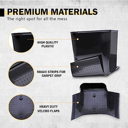 Car Trash Can for Vehicles Leakproof Compact Garbage Bin w/Stability Flap, Anti-Slip Base, Portable Trash Holder for Cars, Trucks, SUVs, Minivans (Black, Large)