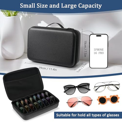 Travel Sunglasses Organizer, Hard Shell Sunglass Case Adjustable Slots for Multiple Sunglass Eyeglass Case