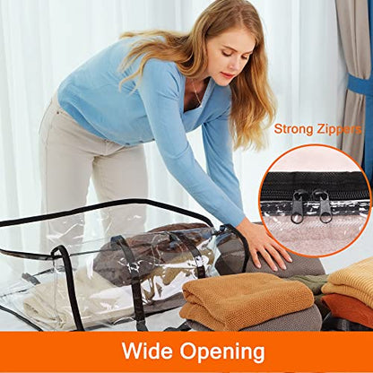 3 Pack Clear Storage Bags for Clothes Blanket Comforter & Bedding | 40L Plastic Storage Bag with Zipper, Foldable Closet Organizer, Moving Bags, Under-Bed Storage