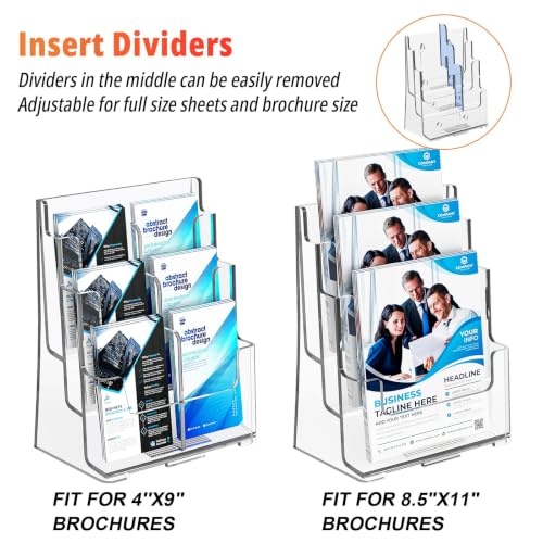 Acrylic Brochure Holder 8.5x11, Clear 3 Tier Magaz... (Clear | Acrylic)