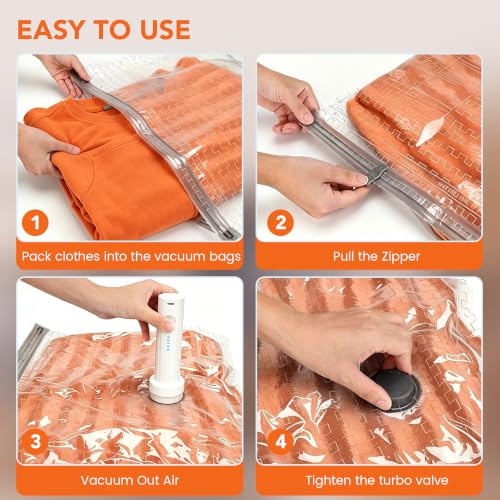 Vacuum Storage Bags with Electric Pump,15 Pack 4 Sizes Thickened Space Saver Bags,Airtight Leak-Proof Compression Bags for Clothes,Comforters,Blankets,Bedding,Reusable Closet Organizer for Home Travel