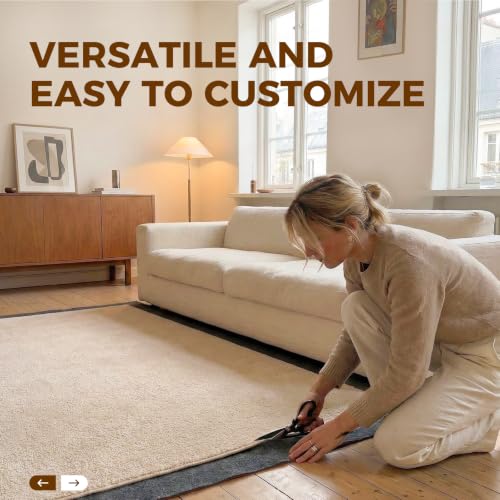 Rug Pad 5 x 7 Ft Non-Slip, Felt and Natural Rubber Backing, 1/4" Thick, Cushioned Gripper Pads, Keep Rugs in Place, Carpet Runners, Protective Padding Under Area Rugs, Hardwood Floors Protection
