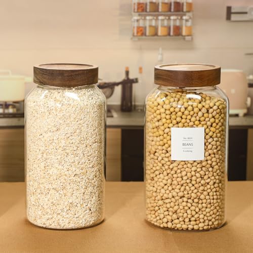 88oz Glass Jars w/Acacia Lids for Flour & Sugar Storage Containers