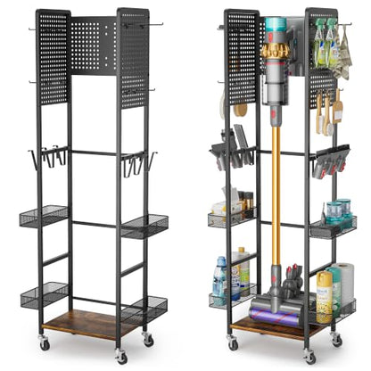 Vacuum Stand for Dyson V15 V12 V11 V10 V8 V7 V6 Gen5, Standing Dock with Attachment Holder, Vacuum Accessory Storage for Dyson Replacement Parts, Standing Floor Dok Docking Station with Tool Organizer