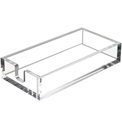 Acrylic Napkin Holder for Bathroom, Guest Towel Holder Tray（Clear） | 8mm Thick, Decorative, Rectangle Flat Design, for Vanity, Washbasin, Parties, Weddings, Party, Hotel, Restaurant