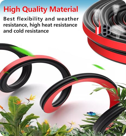 Car Door Seal Strip Double-Layer Self Adhesive Rubber 32.8 Ft | 5-Hole Design, Car Weather Stripping for Noise Reduction & Soundproofing, Dustproof Air Sealing for Trucks, Vehicles and RVs