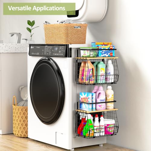 2 Pack Magnetic Shelf for Fridge, Fruit Potato Onion Storage Bins | Magnetic Basket with Lid, Side of Fridge Storage, Produce Basket for Fruits Vegetables Spices, Kitchen Pantry Organizer
