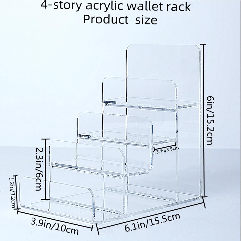 Acrylic Wallet Display Stand Purse Handbag Organizer, Clear Jewelry Riser Display Stand Purse Display Rack, Acrylic Display Shelf for Cosmetic Perfume Jewelry Sunglasses Handbag (4 Tier)
