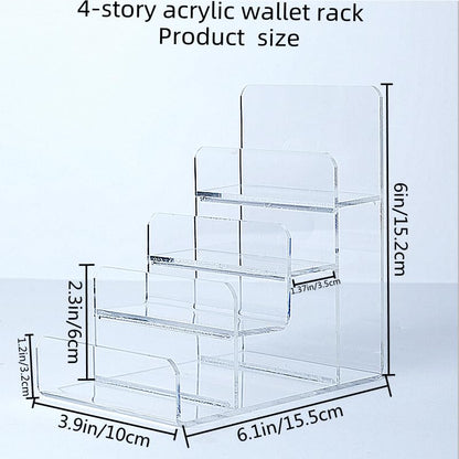 Acrylic Wallet Display Stand Purse Handbag Organizer, Clear Jewelry Riser Display Stand Purse Display Rack, Acrylic Display Shelf for Cosmetic Perfume Jewelry Sunglasses Handbag (4 Tier)