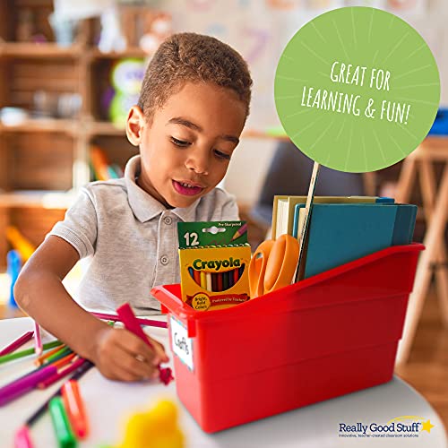 Really Good Stuff Durable Book and Binder Holder, 6-Pack, Group Color | 5.5" x 12.5" x 7.5", Classroom Organization, Storage Solution, Sturdy and Versatile