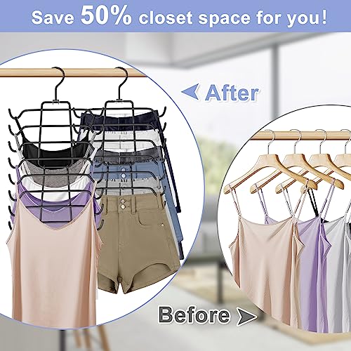 2Pcs Tank Top Hangers Space Saving Hanger Organizer Bra Hangers Black | 360° Rotating Metal Closet Organizers and Storage Lingerie Hangers for Tank Tops Cami Bras Belts Swimsuits Lingeries