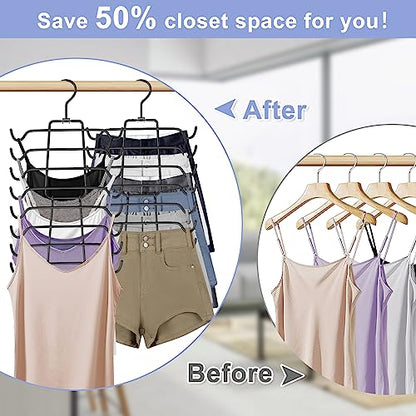 2Pcs Tank Top Hangers Space Saving Hanger Organizer Bra Hangers Black | 360° Rotating Metal Closet Organizers and Storage Lingerie Hangers for Tank Tops Cami Bras Belts Swimsuits Lingeries