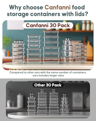 60 PCS Food Storage Containers with Lids Airtight, (30 Lids & 30 Containers) Leak proof Containers Set for Kitchen, Meal Prep, BPA-Free, PVC-Free Plastic, Microwave/Dishwasher Safe, Extra Labels & Pen