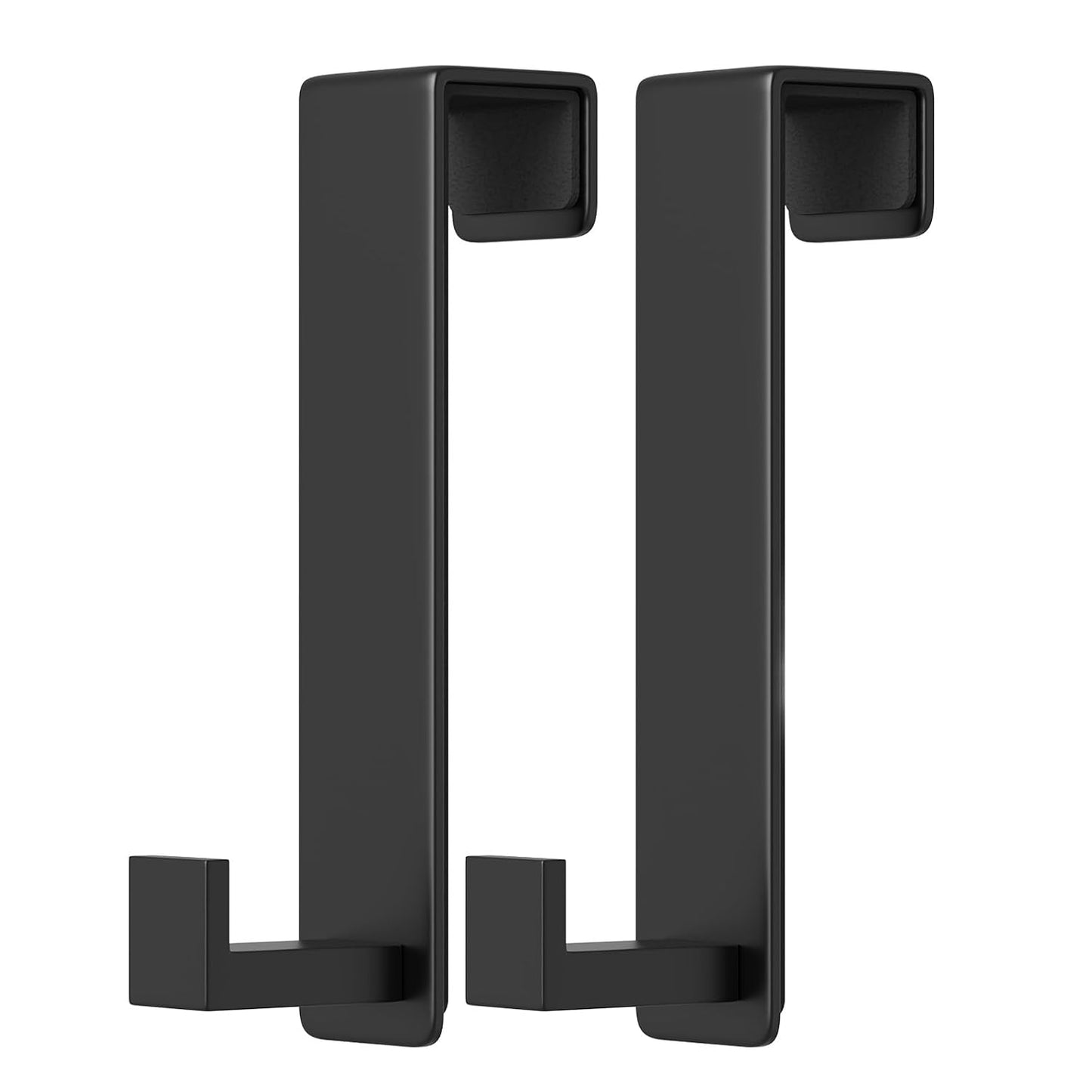 2-Pack Over The Door Hooks - Rustproof Stainless Steel Door Hangers Fits for 1-3/4 Inch Thick Doors, Non-Marking and Tool-Free Easy Install (Black, L Shape)