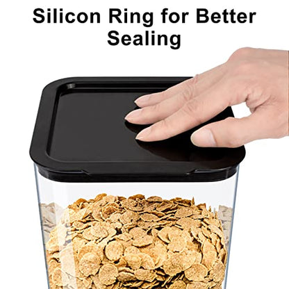 5.5 Qt Cereal Dispenser Countertop with lids, Organization and Storage Containers for Kitchen and pantry, Rice Dispenser for food, Cereal, Beans, Nuts, Snack,Oatmeal, Dog Food, Bird Seed, Black, 1Pc