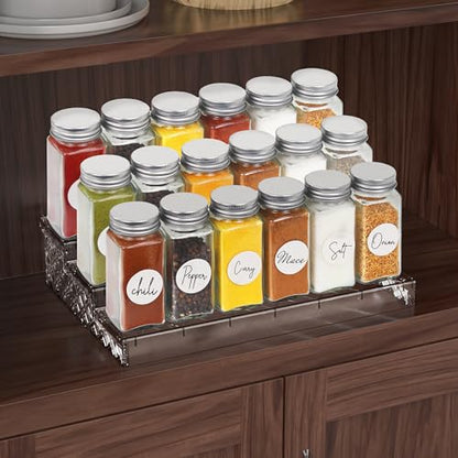 Simple Houseware Spice Jars 4-oz Square Glass Bottles, 12 Pack