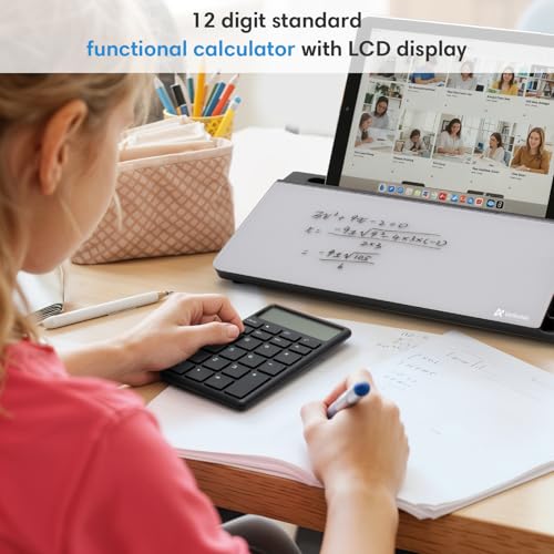 Varhomax Glass Desk Whiteboard with Calculator | Desktop Dry Erase White Board with Storage, To Do List Memo Notepad for Home and Office