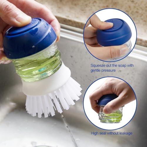 CELOX 2 Pack Dish Brush with Soap Dispenser for Kitchen Cleaning, Kitchen Brush for Dish Pot Pan Sink Cleaning