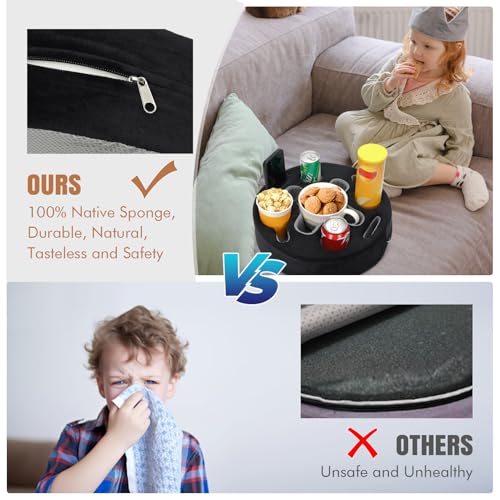 INNO STAGE Couch Cup Holder Pillow | Sofa Caddy Buddy Cupholder Organizer, for Bed Rv Tv Car Man Cave Boat Remote Snacks Drink, Gift for Couch Potato, Black