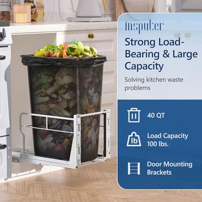 Pull Out Trash Can Under Cabinet with Soft-Close Slides | Space Saving, Heavy Duty, Garbage Can Not Included, Under Sink Bin Kit for Home Kitchen, Requires Min Cabinets 12" W X 18" D