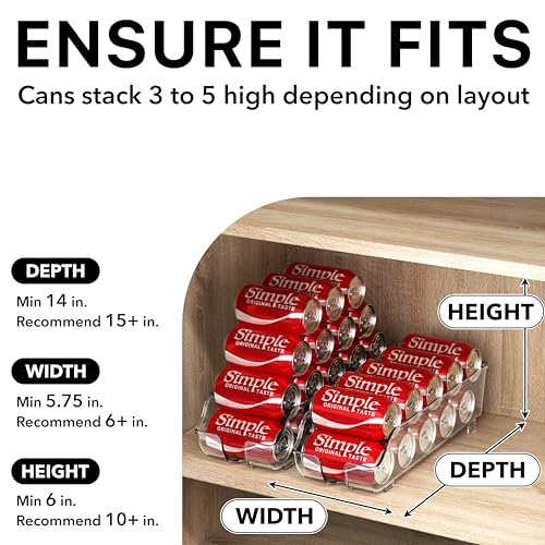 Simple Houseware Soda Can Organizer Dispenser Refrigerator/Pantry, Set of 2 | Clear