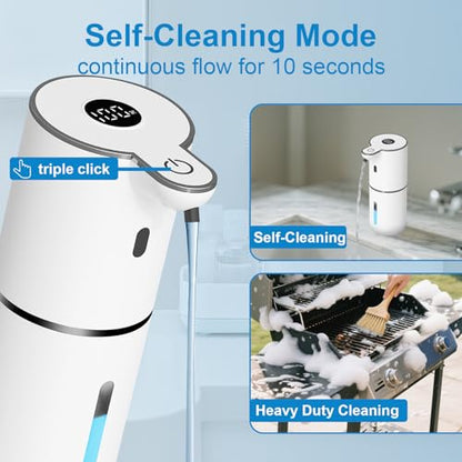 Automatic Liquid Soap Dispenser Touchless, USB Rechargeable Smart Hand Soap Dispenser, 6-Level Adjustable, 12.8oz/380mL Wall Mounted for Bathroom Kitchen Accessories Dish Soap-White