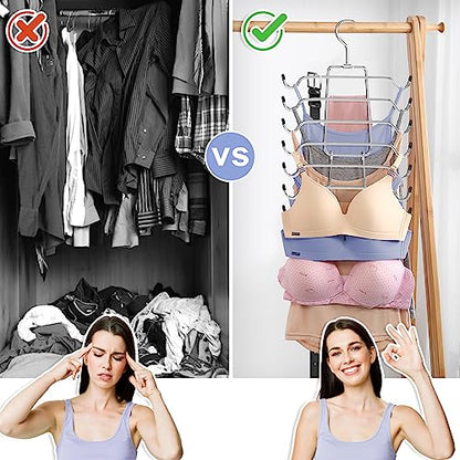 2Pcs Tank Top Hangers Space Saving Hanger Organizer Bra Hangers Silver | 360° Rotating Metal Closet Organizers and Storage Lingerie Hangers for Tank Tops Cami Bras Belts Swimsuits Lingeries