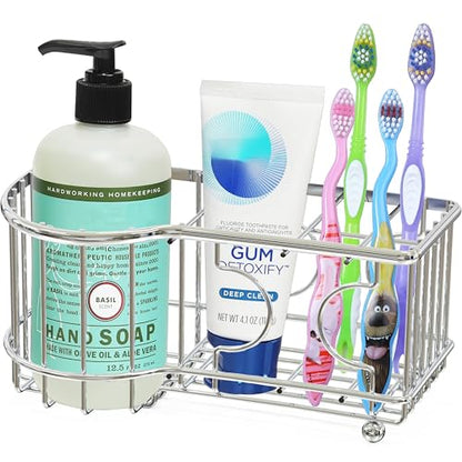 Simple Houseware Multi-Functional 6 Slots Toothbrush Holder, Chrome