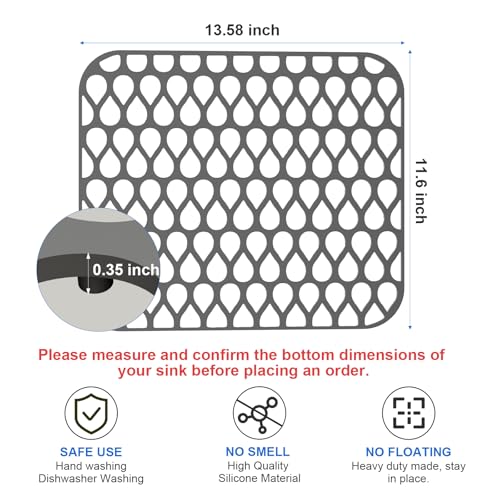 Silicone Sink Mat 2PCS TOOVEM Sink Protectors for Kitchen Sinks | 13.58 x 11.6 inch Sink Protectors for Kitchen Sinks, Folding Grid for Bottom of Farmhouse Stainless Steel Porcelain Sink