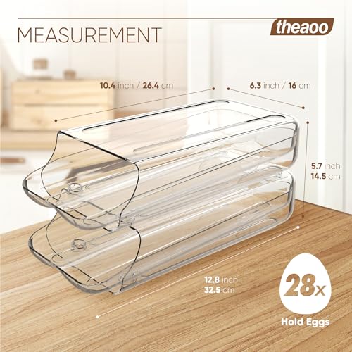 Egg Holder for Fridge, Automatic Rolling Egg Container, Clear, 2Pack